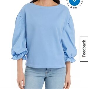 Wonderly Baby Blue Puff Sleeve Blouse Size PXL